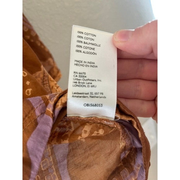 Free People Button-Down Shirt in Rust Brown and Lavender - Picture 3 of 8